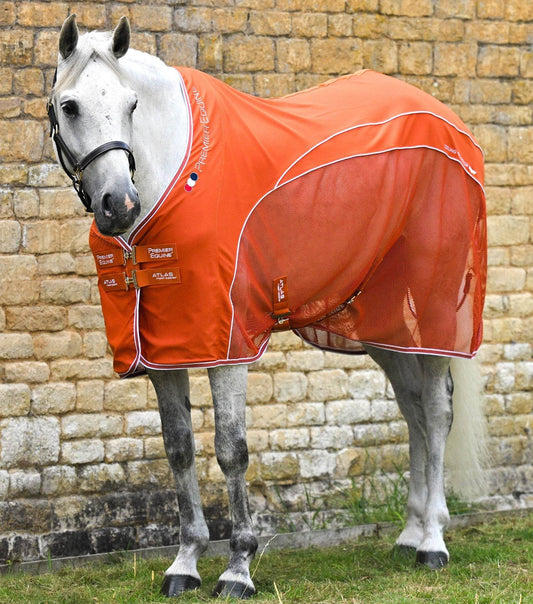 Premier Equine Atlas Mesh Horse Cooler Rug Burnt Orange - N P Equestrian & Pet Supplies Ltd 