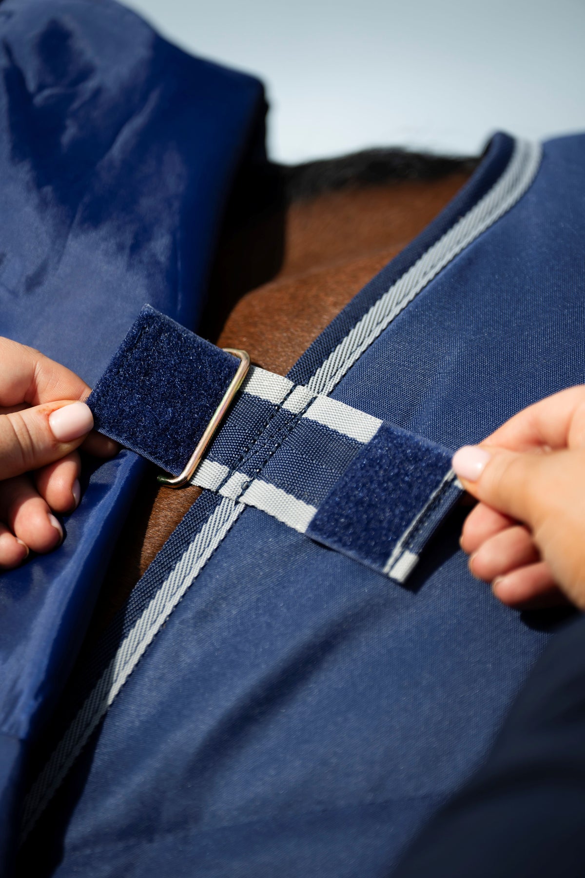 Bucas Quilt Combi 150g Stable Neck Cover - Navy/Silver