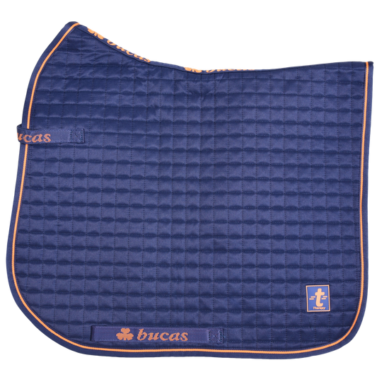 Bucas Therapy Dressage Saddle Pad - Navy/ Orange