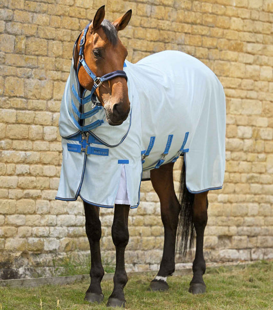 Premier Equine Bug Buster Fly Rug with Detachable Neck and Belly Flap - Blue