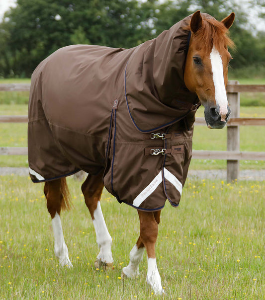 Premier Equine Buster 400g Turnout Rug with Snug-Fit Neck Cover Brown