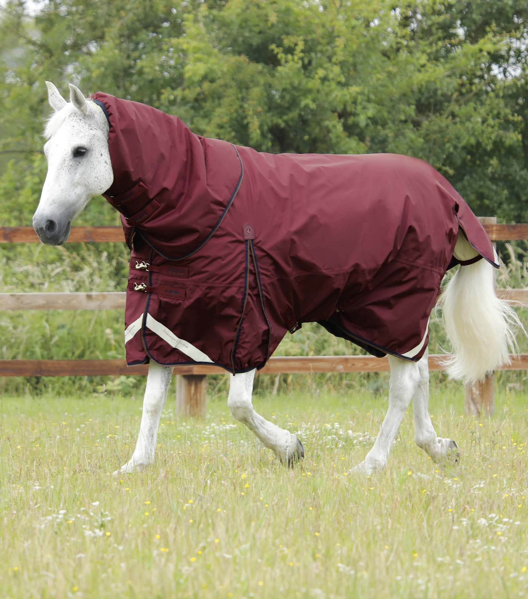 Premier Equine Buster 400g Turnout Rug with Snug-Fit Neck Cover Burgundy - N P Equestrian & Pet Supplies Ltd 