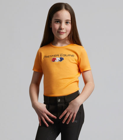 Premier Equine Chiaro Girls Cotton Riding T-Shirt Orange