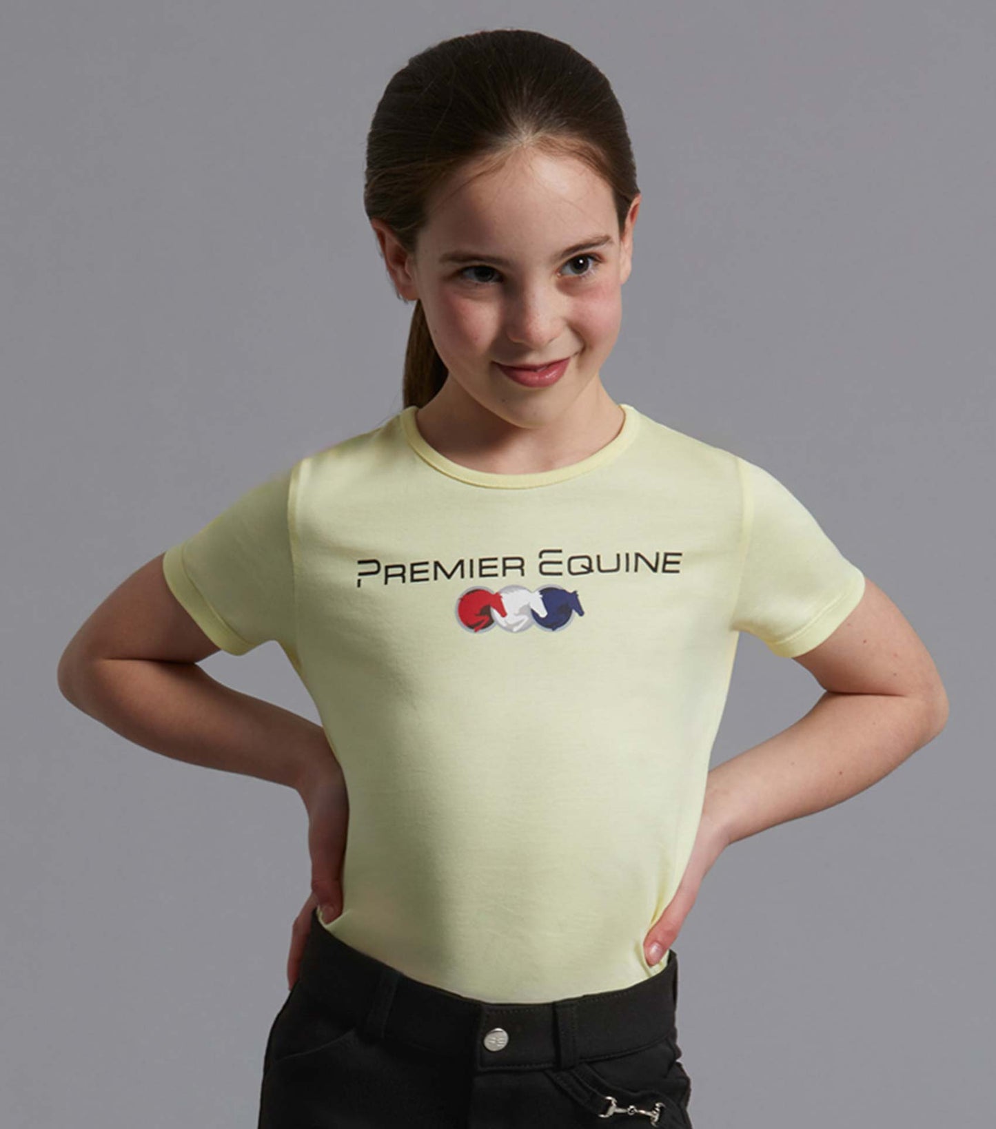 Premier Equine Chiaro Girls Cotton Riding T-Shirt Yellow