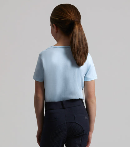 Premier Equine Chiaro Girls Cotton Riding T-Shirt Blue