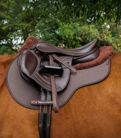 Premier Equine Close Contact Airtechnology Shockproof Wool Saddle Pad - GP/Jump Square Brown/Brown Wool