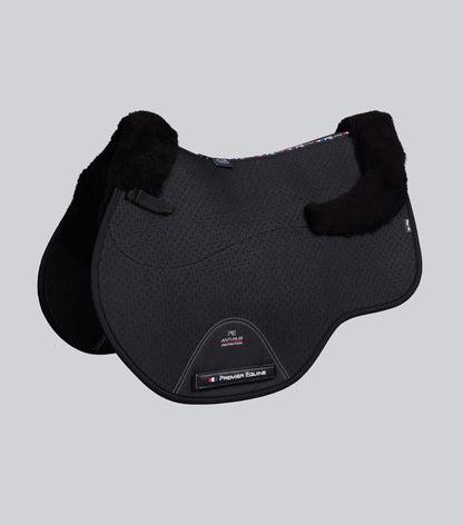 Premier Equine Close Contact Airtechnology Shockproof Wool Saddle Pad - GP/Jump Square Black/Black Wool