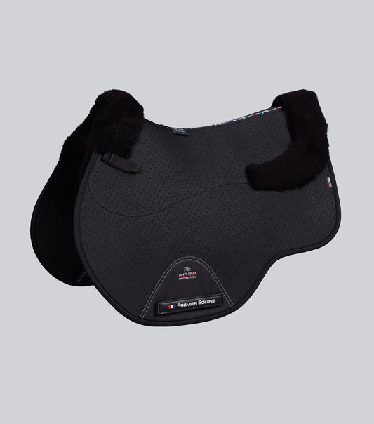 Premier Equine Close Contact Airtechnology Shockproof Wool Saddle Pad - GP/Jump Square Black/Black Wool