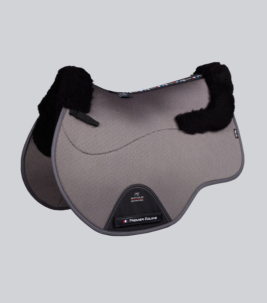 Premier Equine Close Contact Airtechnology Shockproof Wool Saddle Pad - GP/Jump Square Grey/Black Wool