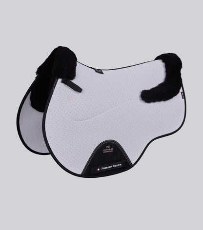 Premier Equine Close Contact Airtechnology Shockproof Wool Saddle Pad - GP/Jump Square White/Black Wool