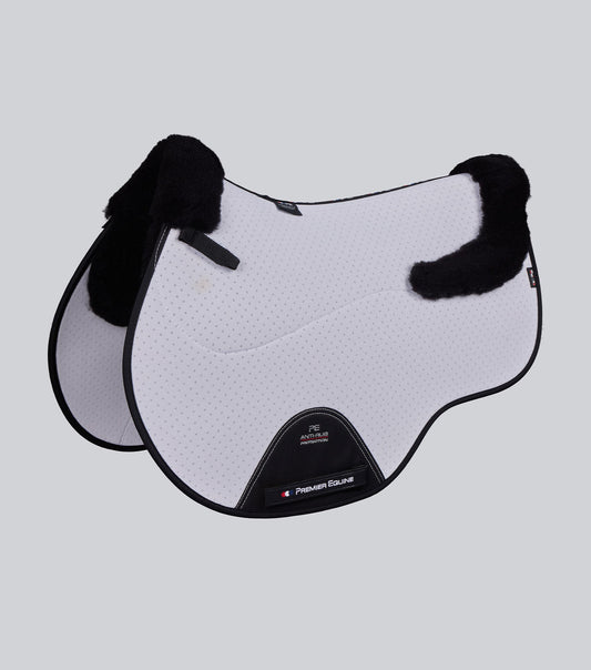 Premier Equine Close Contact Airtechnology Shockproof Wool Saddle Pad - GP/Jump Square White/Black Wool