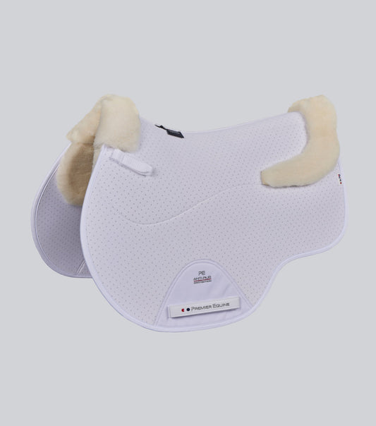 Premier Equine Close Contact Airtechnology Shockproof Wool Saddle Pad - GP/Jump Square White/Natural Wool