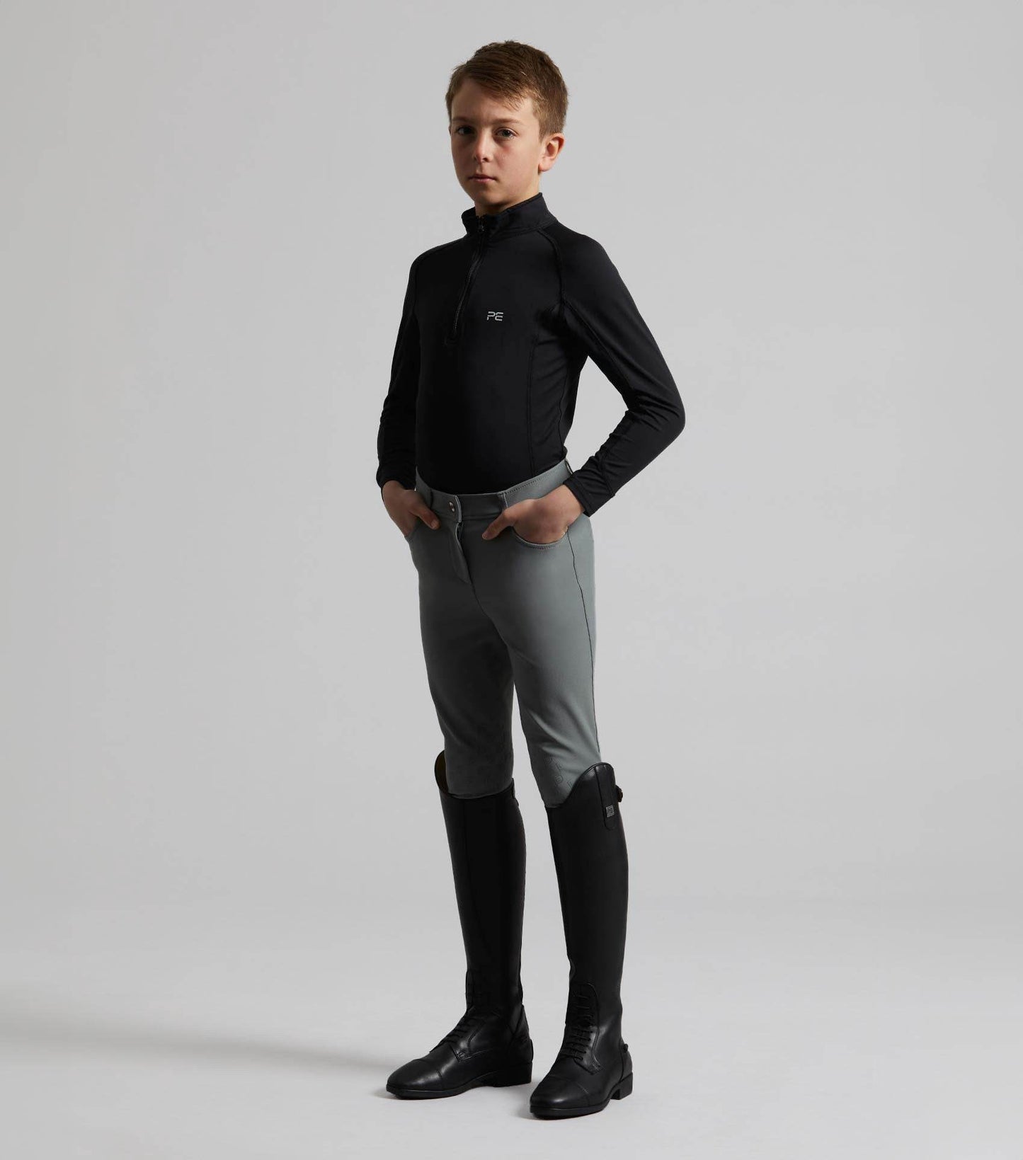 Premier Equine Derby Boys Riding Breeches Grey - N P Equestrian & Pet Supplies Ltd 