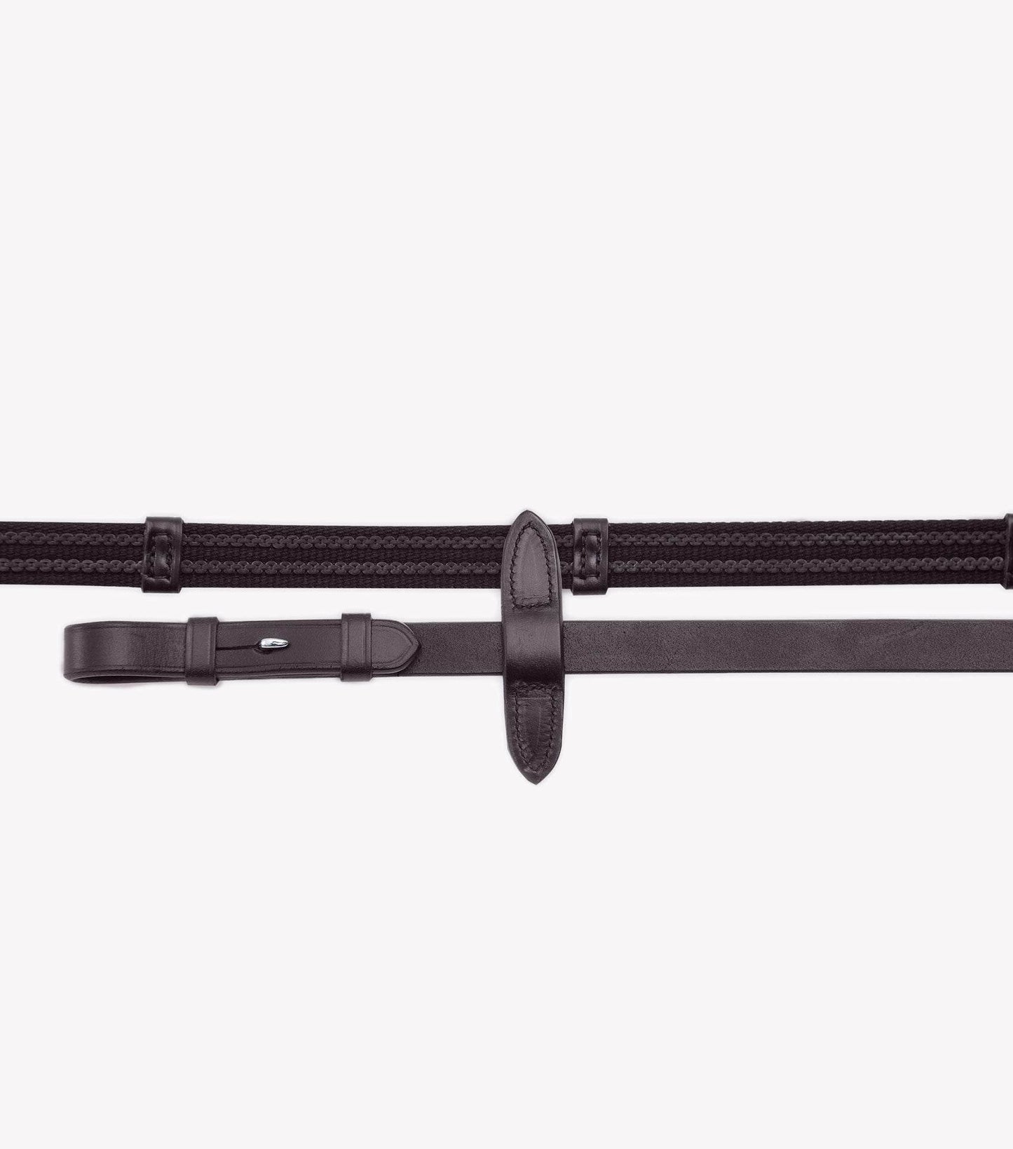 Premier Equine Domenico Web & Rubber Grip Reins Brown - N P Equestrian & Pet Supplies Ltd 