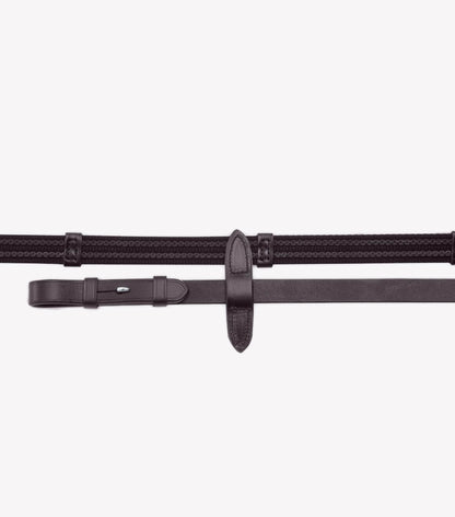 Premier Equine Domenico Web & Rubber Grip Reins Brown - N P Equestrian & Pet Supplies Ltd 