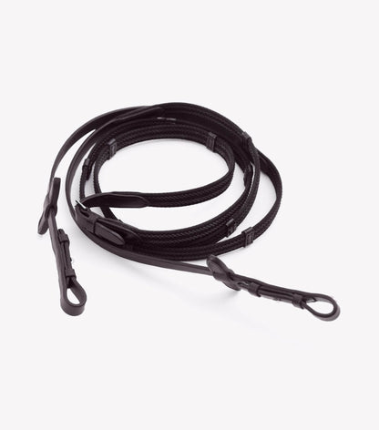 Premier Equine Domenico Web & Rubber Grip Reins Brown - N P Equestrian & Pet Supplies Ltd 