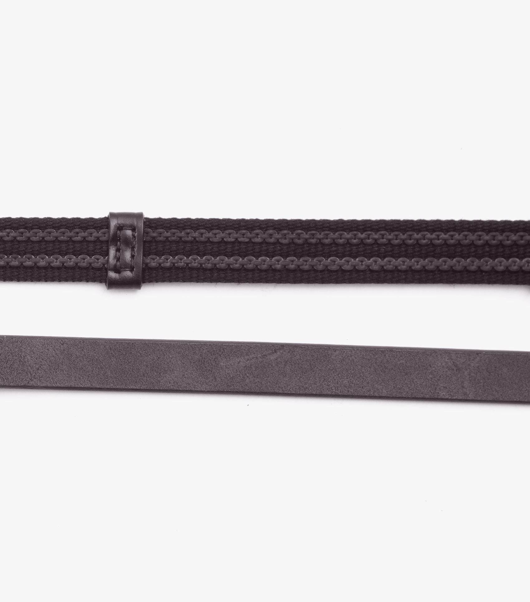 Premier Equine Domenico Web & Rubber Grip Reins Brown - N P Equestrian & Pet Supplies Ltd 