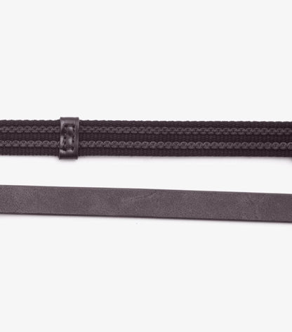 Premier Equine Domenico Web & Rubber Grip Reins Brown - N P Equestrian & Pet Supplies Ltd 