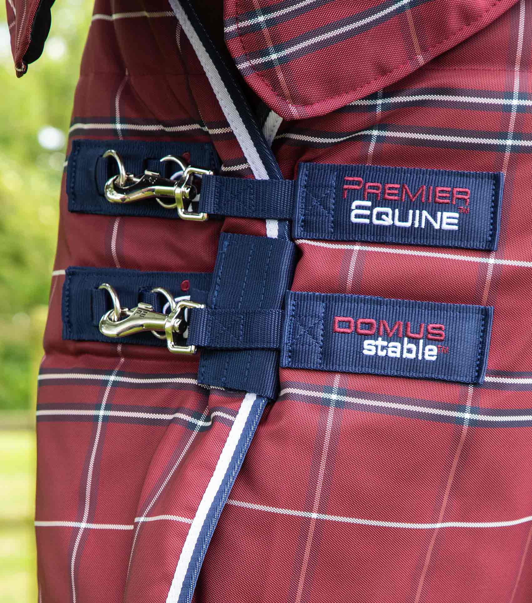 Premier Equine Domus 200g Combo Stable Rug Burgundy Check - N P Equestrian & Pet Supplies Ltd