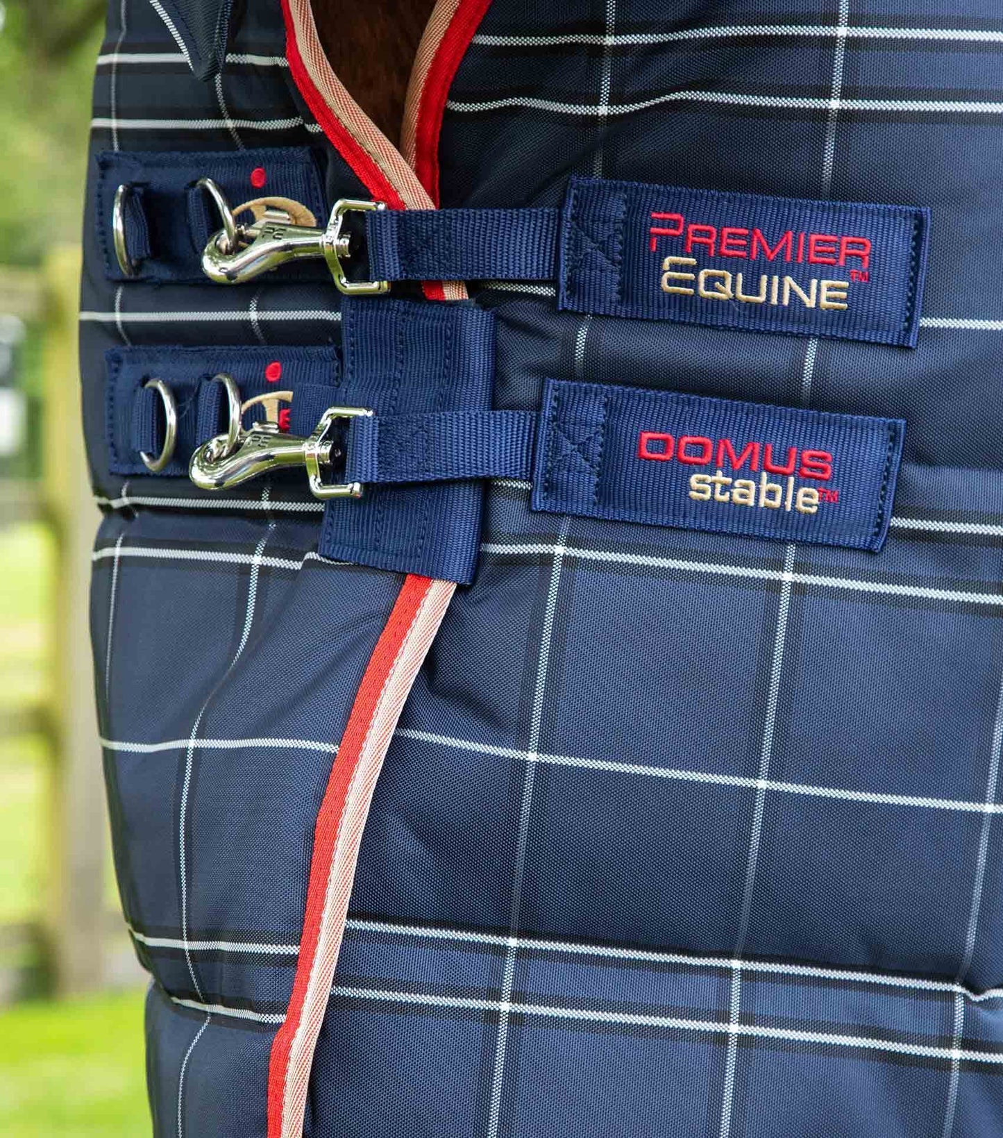 Premier Equine Domus 200g Combo Stable Rug Navy Check - N P Equestrian & Pet Supplies Ltd 