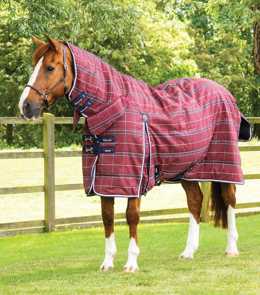 Premier Equine Domus 400g Combo Stable Rug Burgundy Check