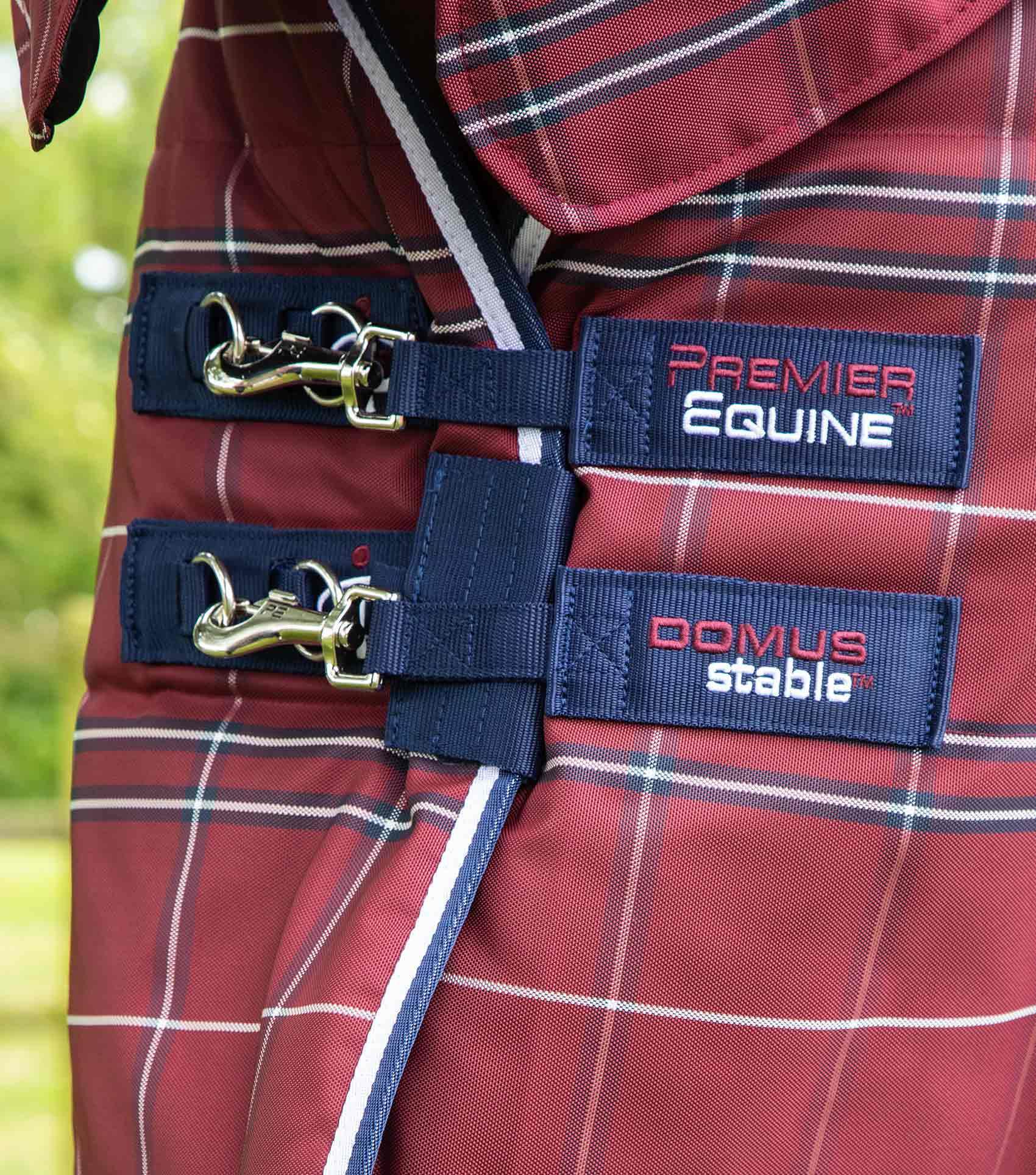 Premier Equine Domus 400g Combo Stable Rug Burgundy Check - N P Equestrian & Pet Supplies Ltd 