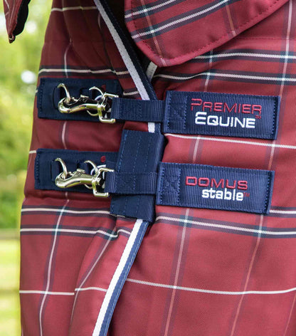 Premier Equine Domus 400g Combo Stable Rug Burgundy Check - N P Equestrian & Pet Supplies Ltd 