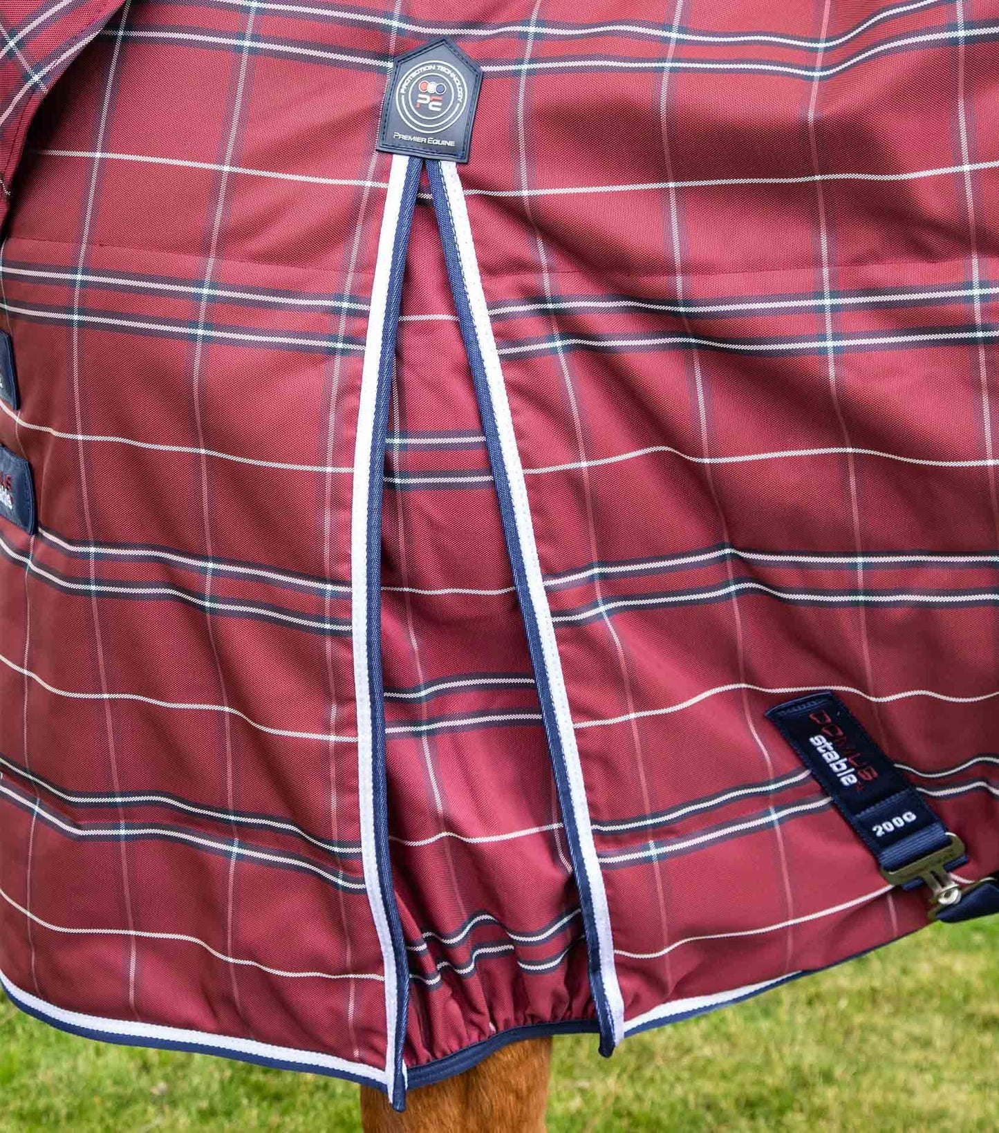 Premier Equine Domus 400g Combo Stable Rug Burgundy Check - N P Equestrian & Pet Supplies Ltd 