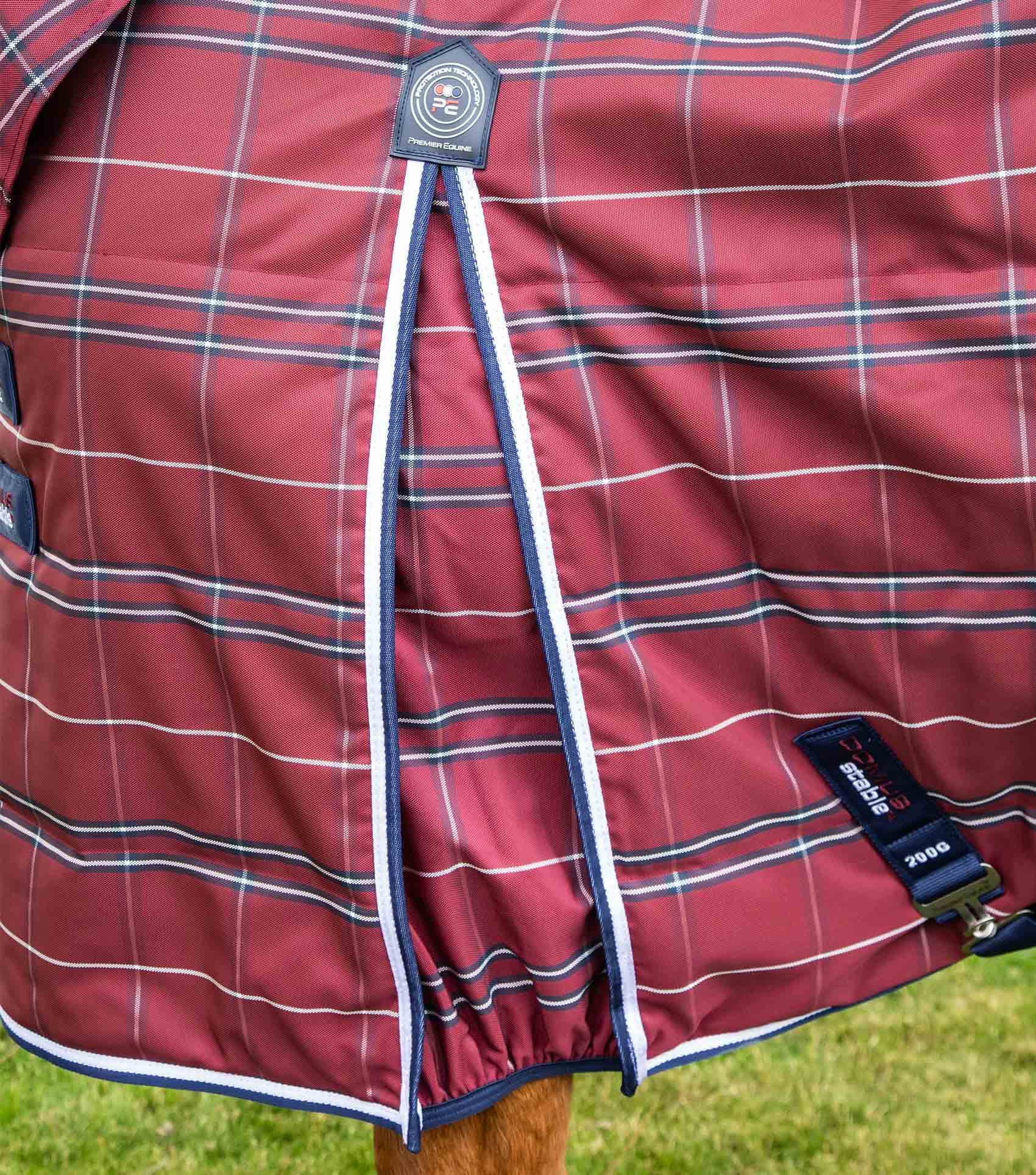 Premier Equine Domus 400g Combo Stable Rug Burgundy Check - N P Equestrian & Pet Supplies Ltd 