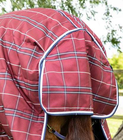 Premier Equine Domus 400g Combo Stable Rug Burgundy Check - N P Equestrian & Pet Supplies Ltd 