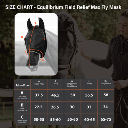 Equilibrium Field Relief Max Fly Mask - Black/Orange