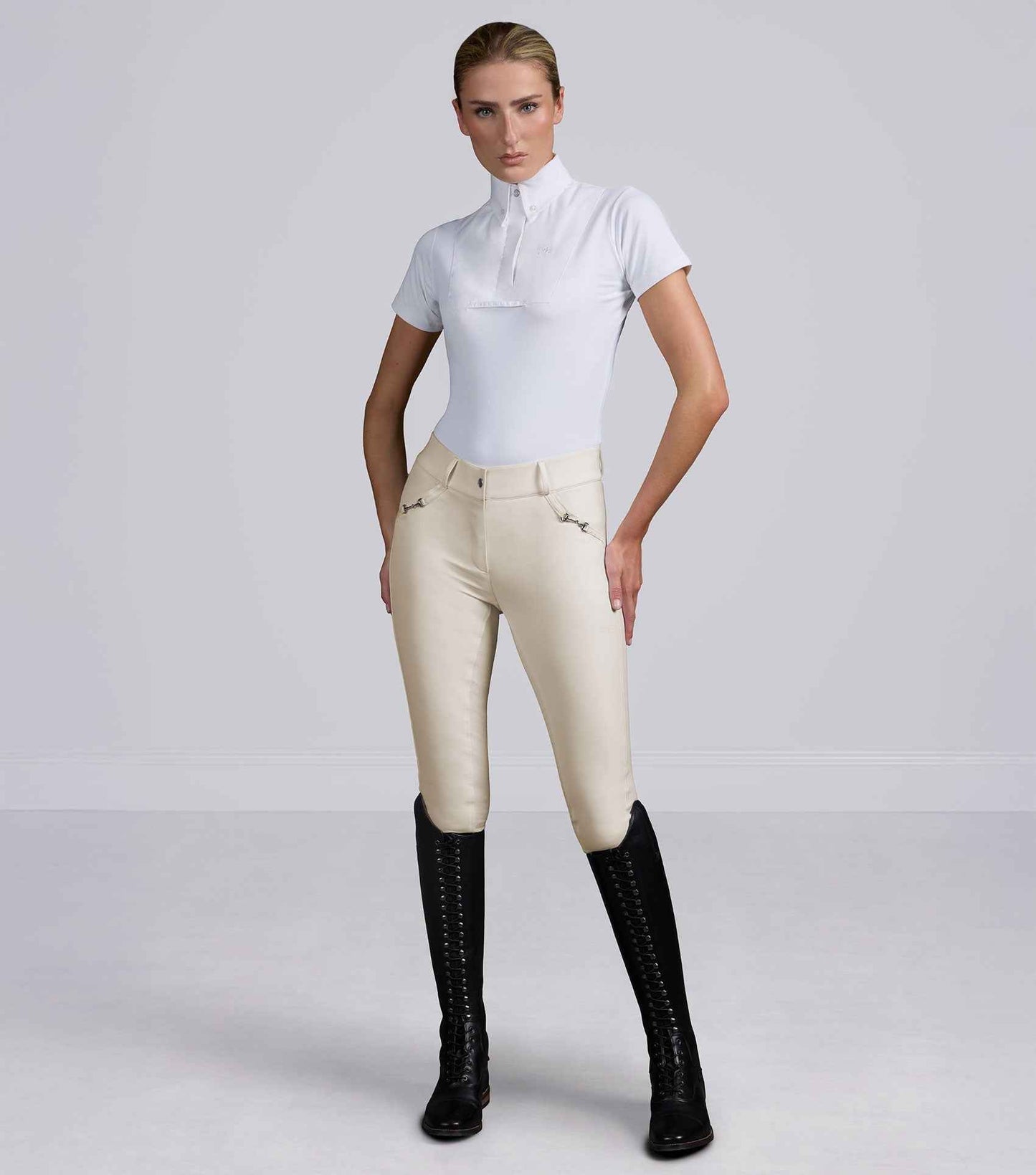 Premier Equine Filetto Womens Gel Full Seat Riding Breeches - Vanilla