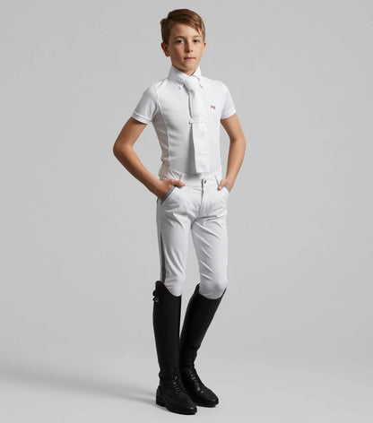 Premier Equine Gando Boys Gel Knee Competition Riding Breeches White - N P Equestrian & Pet Supplies Ltd 