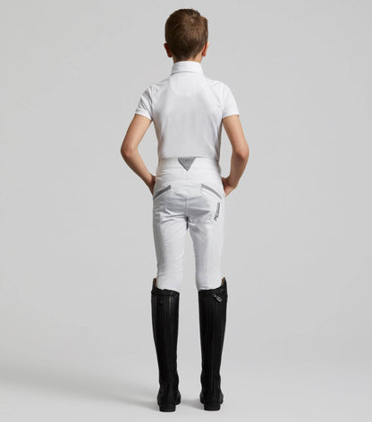Premier Equine Gando Boys Gel Knee Competition Riding Breeches White - N P Equestrian & Pet Supplies Ltd 