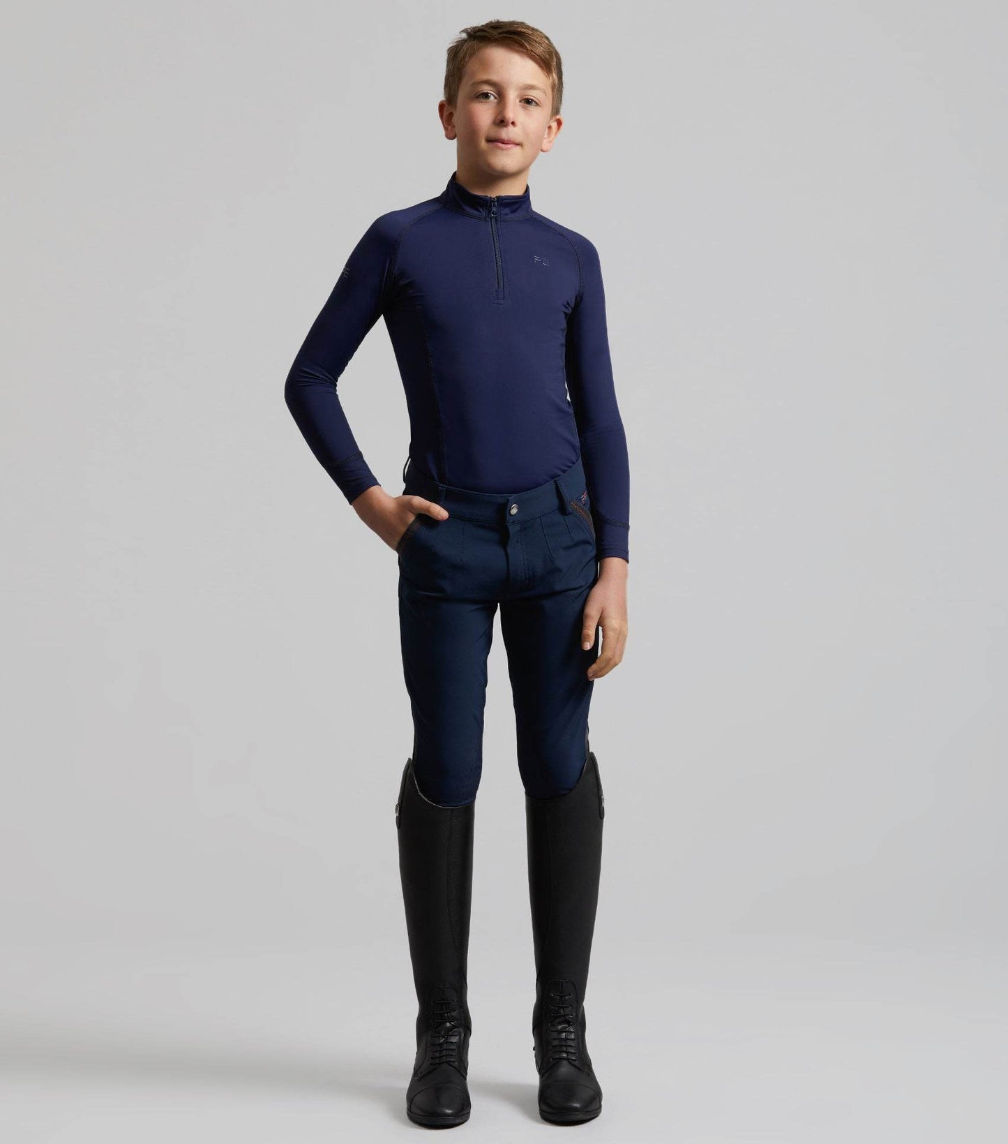 Premier Equine Gando Boys Gel Knee Riding Breeches Navy - N P Equestrian & Pet Supplies Ltd 