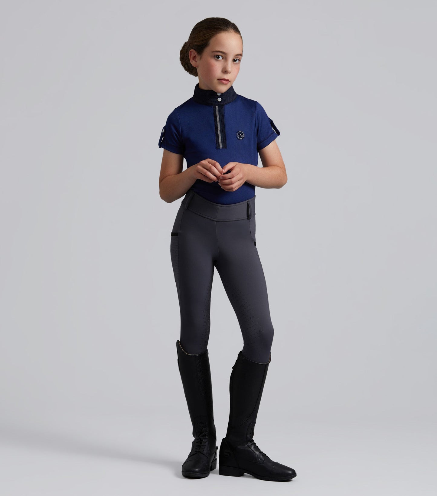 Premier Equine Concerto Girls Riding Tights Dove Stone Grey