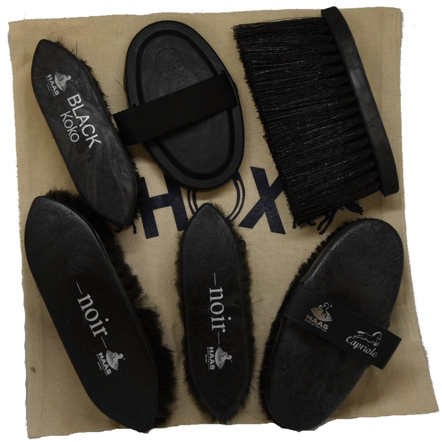 HAAS Noir Grooming Brush Set - N P Equestrian & Pet Supplies Ltd 