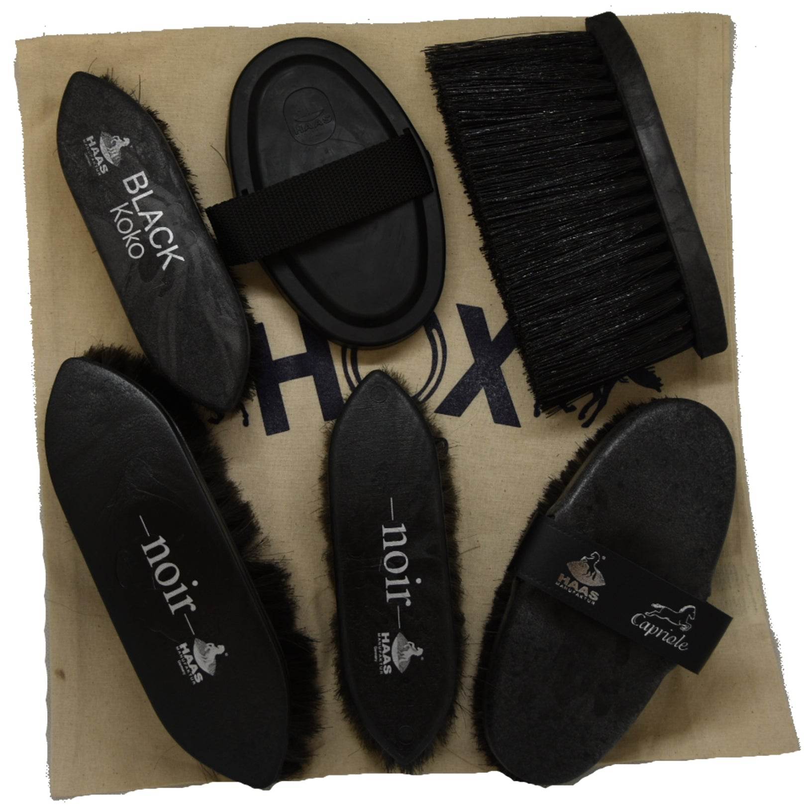 HAAS Noir Grooming Brush Set - N P Equestrian & Pet Supplies Ltd 