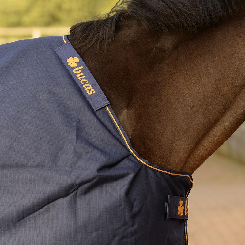 Bucas Irish 50g Standard Neck Turnout Rug - Navy/Gold