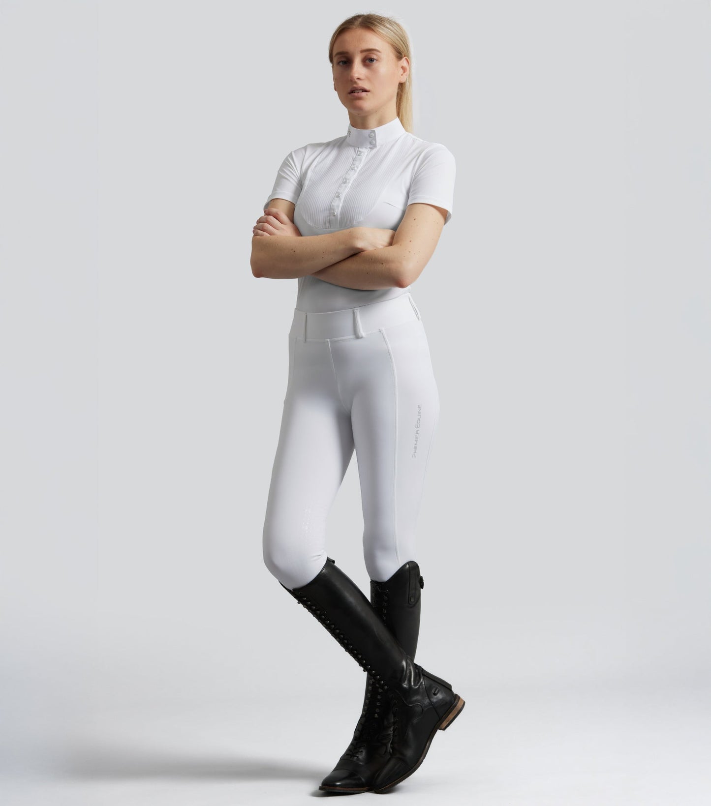 Premier Equine Luceo Women's Gel Knee Competition Riding Tights - White