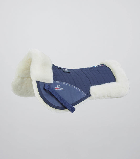 Premier Equine Merino Wool Saddle Pad - Half Pad Navy/Natural Wool