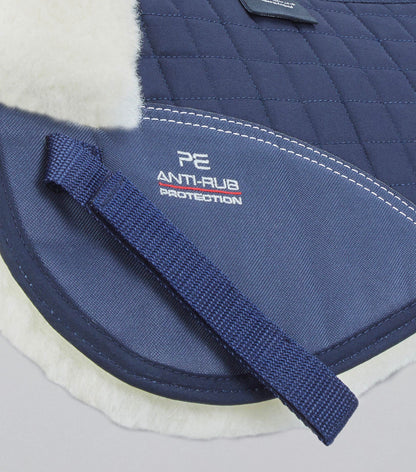 Premier Equine Merino Wool Saddle Pad - Half Pad Navy/Natural Wool