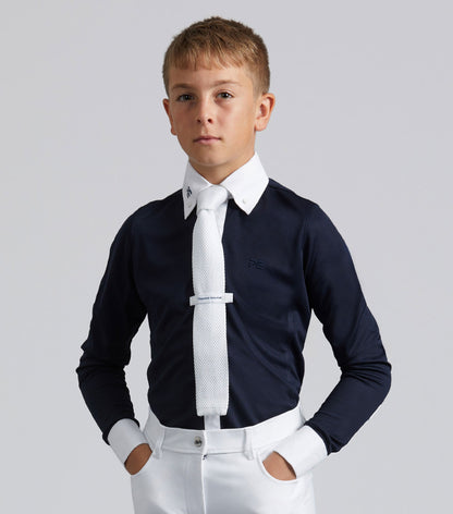 Premier Equine Mini Giulio Boy's Long Sleeve Show Shirt Navy