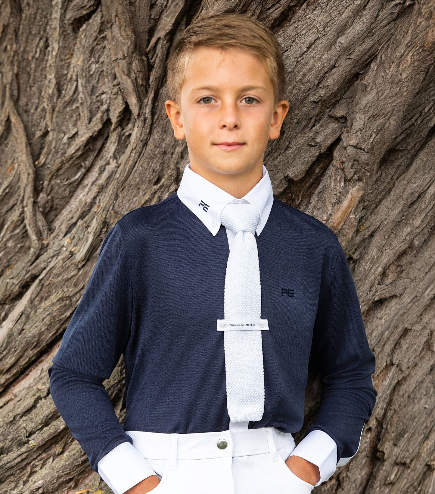 Premier Equine Mini Giulio Boy's Long Sleeve Show Shirt Navy
