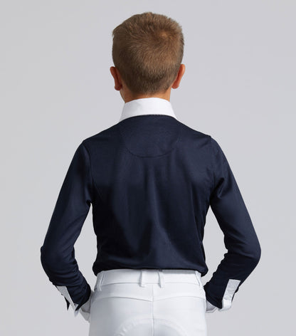 Premier Equine Mini Giulio Boy's Long Sleeve Show Shirt Navy