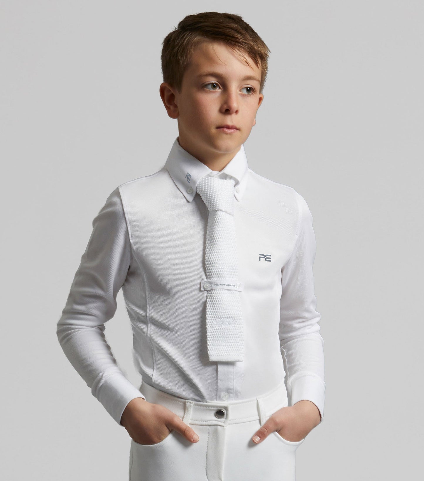 Premier Equine Mini Giulio Boy's Long Sleeve Show Shirt White