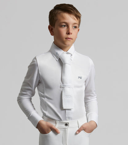 Premier Equine Mini Giulio Boy's Long Sleeve Show Shirt White