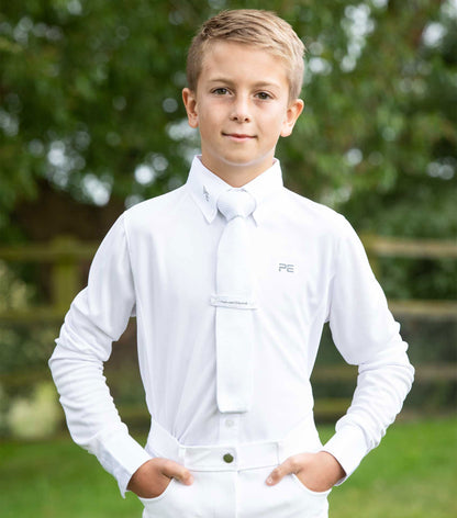 Premier Equine Mini Giulio Boy's Long Sleeve Show Shirt White