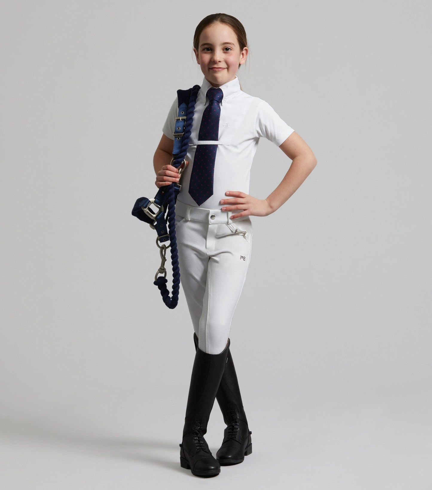 Premier Equine Luciana Girls Short Sleeve Show Shirt White