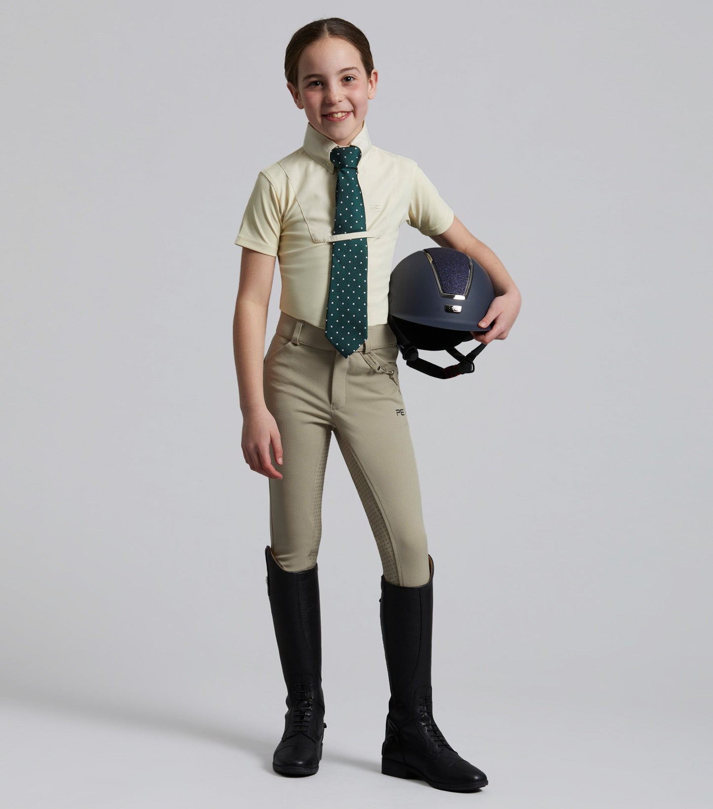 Premier Equine Luciana Girls Short Sleeve Show Shirt Vanilla